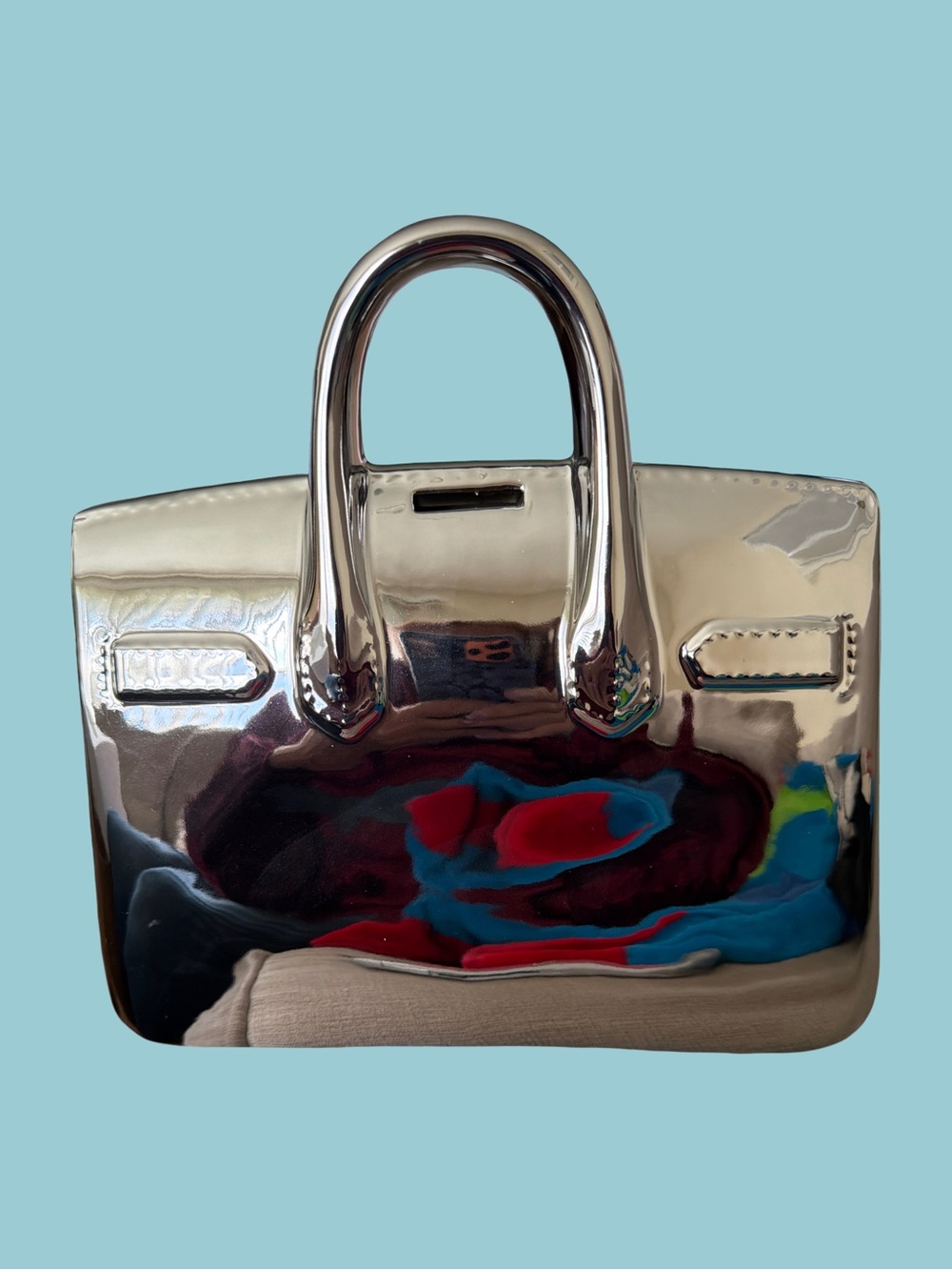 Coin Bank Metallic Silver Women's Top-Handle Satchel